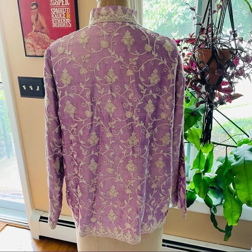 BOUTIQUE | purple & cream asian inspired jacket - Picture 6 of 13